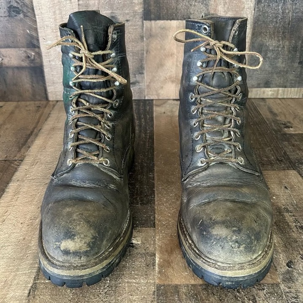 Men's Brown steel toed construction heavy  Leather Work Boots - Rugged Lace-Up